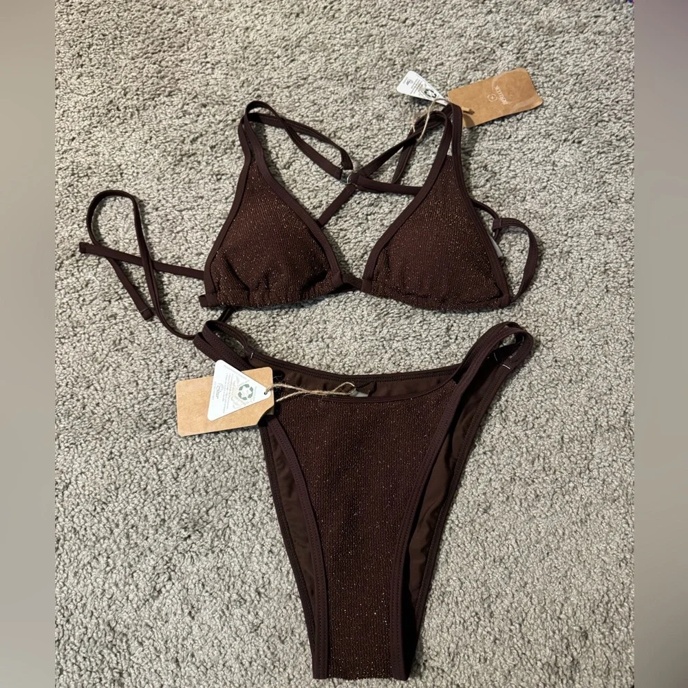 BERLOOK Dark Coffee Strappy Bikini Set - Picture 2 of 2